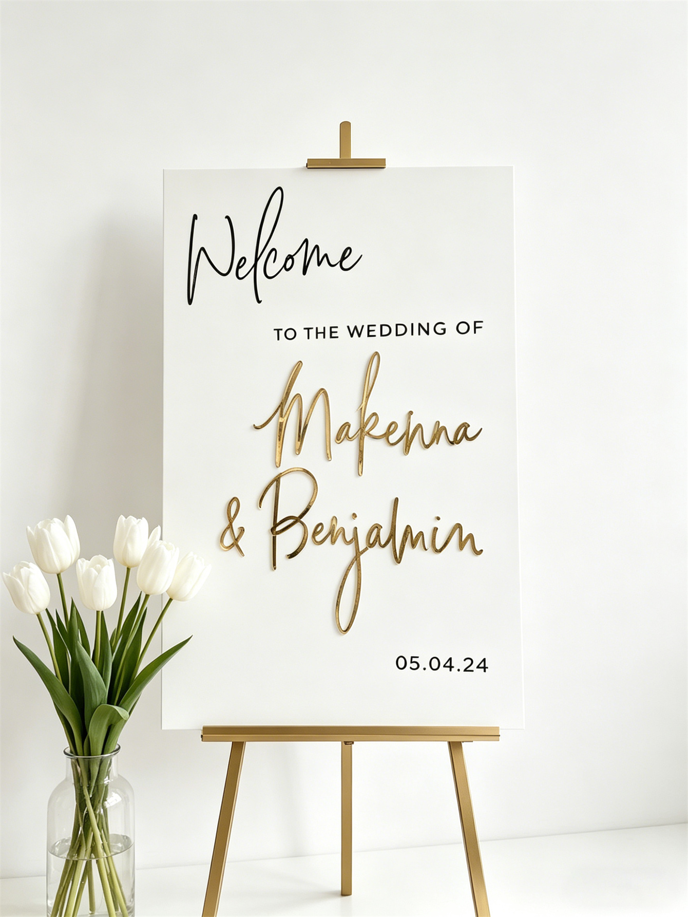 Wedding Welcome Sign - Personalized acrylic wedding welcome sign, modern and fashionable decoration of the wedding entrance. Welcome to our wedding sign